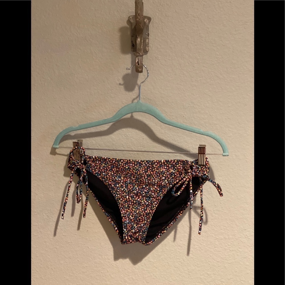 Roxy Swim Daisy Black Side Tie Bikini Bottom​​​​​​​​​